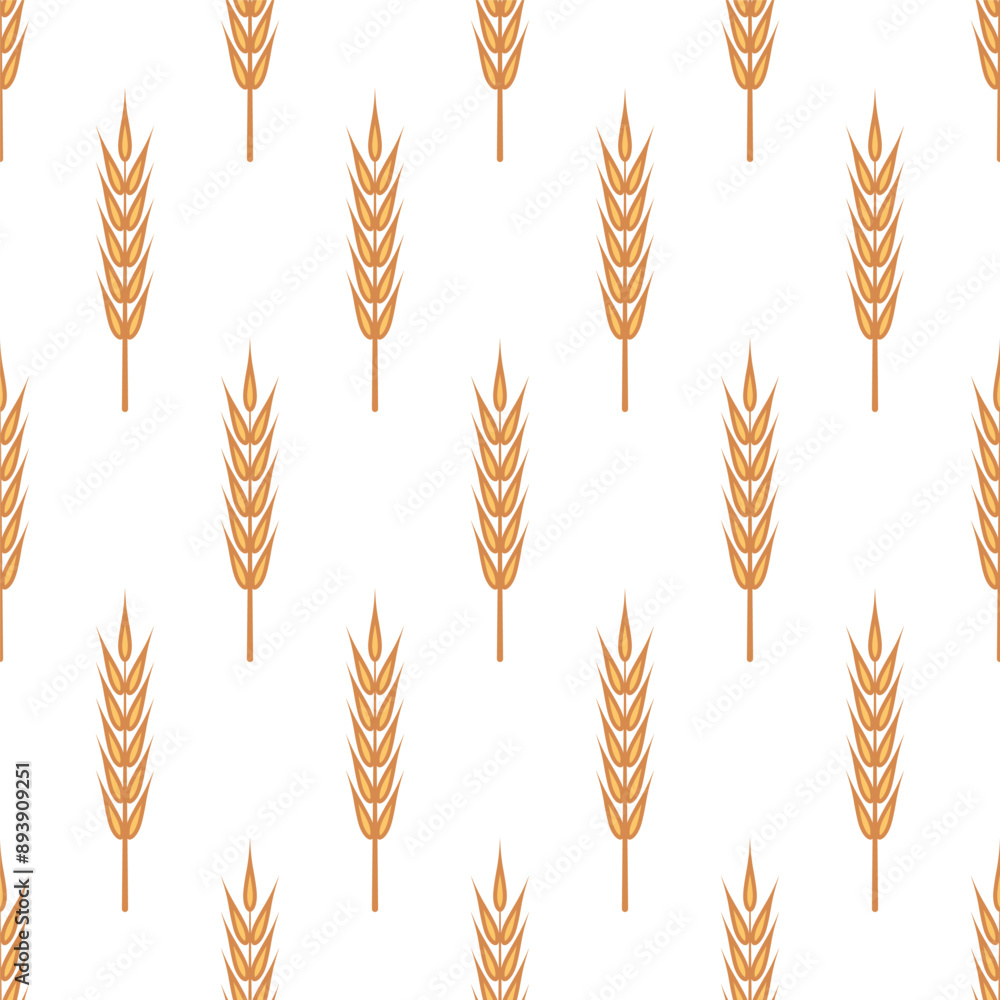Vector Seamless Pattern with Agriculture Wheat, Cereal Ears. Organic Wheat, Rice Ears. Grain Ear Design Template for Bread, Beer Packaging, Farming, Organic Food Concept Vector Seamless Pattern with Agriculture Wheat, Cereal Ears. Organic Wheat, Rice Ears. Grain Ear Design Template for Bread, Beer Packaging, Farming, Organic Food Concept