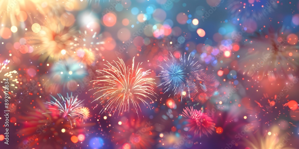 Fototapeta premium A vibrant and colorful display of fireworks illuminating the night sky, perfect for celebration themes. 
