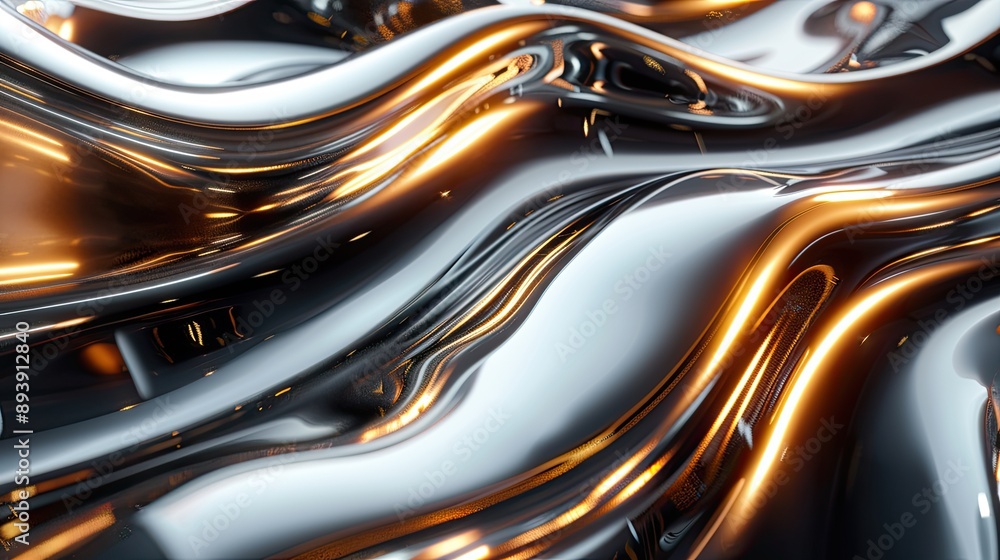 A shiny, metallic surface with a wave pattern A shiny, metallic surface with a wave pattern