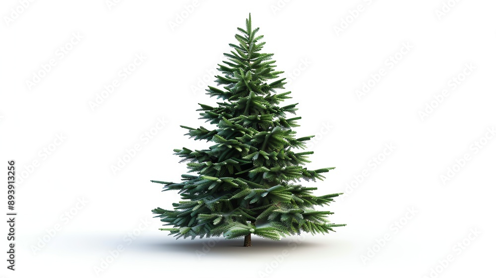 This is a beautiful photo of a realistic, full, green Christmas tree, isolated on a white background. This is a beautiful photo of a realistic, full, green Christmas tree, isolated on a white background.