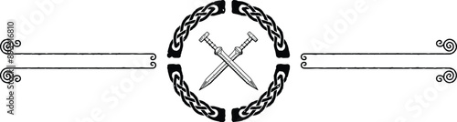 Two Spiral Lines Header - Knot Circle, Crossed Gladiuses