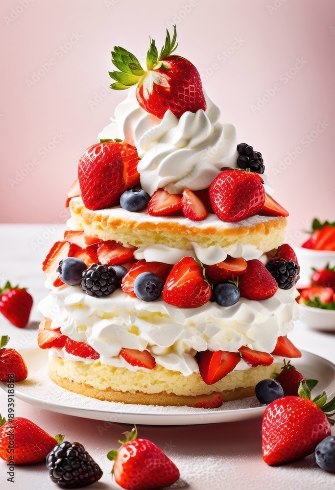fluffy strawberry shortcake dessert fresh berries whipped cream, fruity, treat, homemade, bakery, pastry, confection, creamy, light, delightful, gourmet fluffy strawberry shortcake dessert fresh berries whipped cream, fruity, treat, homemade, bakery, pastry, confection, creamy, light, delightful, gourmet