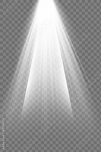 The spotlight shines on the stage. Llight from a lamp or spotlight. Lighted scene. Podium under the spotlight