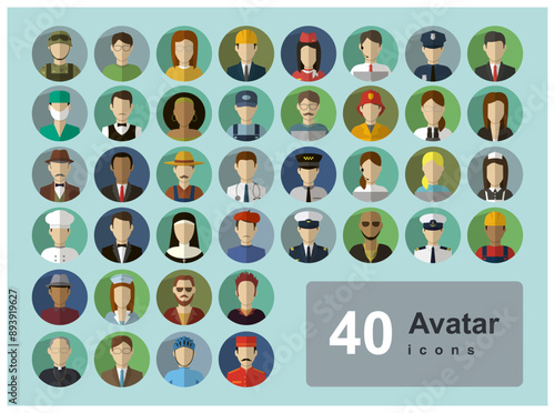 Occupation icon set. People of different occupations. Professions set. Avatar icons. Vector illustration