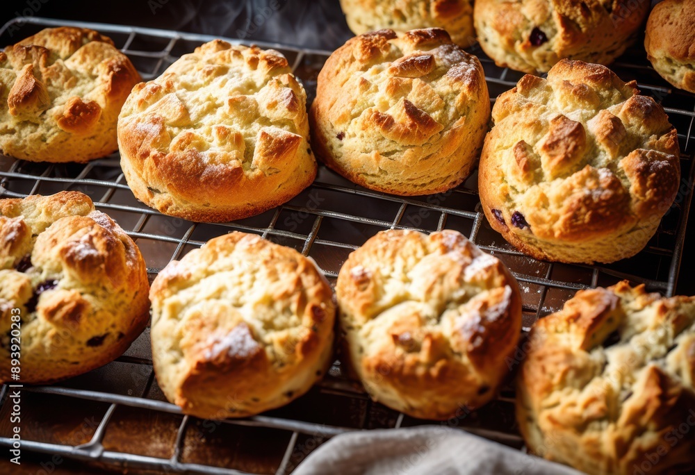 delicious freshly baked scones cooling rack bakery kitchen, pastry, snack, homemade, golden, crusty, display, utensil, traditional, recipe, tasty, aroma delicious freshly baked scones cooling rack bakery kitchen, pastry, snack, homemade, golden, crusty, display, utensil, traditional, recipe, tasty, aroma