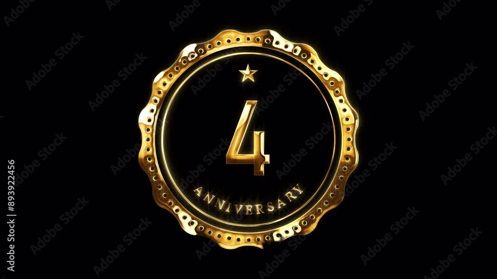 4th Anniversary Celebration. Happy 4 Years Anniversary Animation in Gold Color on the Transparent Background, Alpha Channel. Great for greetings, celebrations, events, and gifts. 4th Anniversary Celebration. Happy 4 Years Anniversary Animation in Gold Color on the Transparent Background, Alpha Channel. Great for greetings, celebrations, events, and gifts.