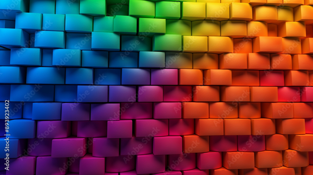Fototapeta premium rainbow brick wall background