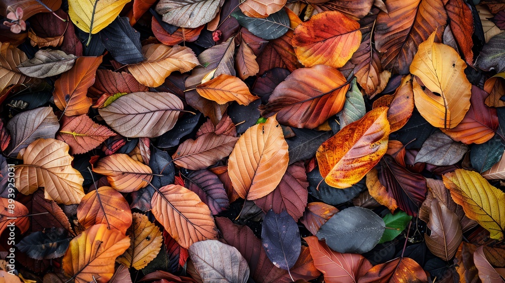 A stunning close-up image of fallen leaves in the autumn. A stunning close-up image of fallen leaves in the autumn.