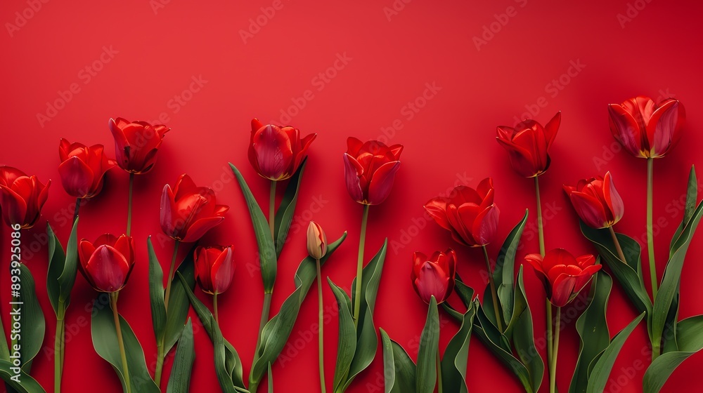 vibrant red tulips against a red background, perfect for a spring or summer backdrop. vibrant red tulips against a red background, perfect for a spring or summer backdrop.