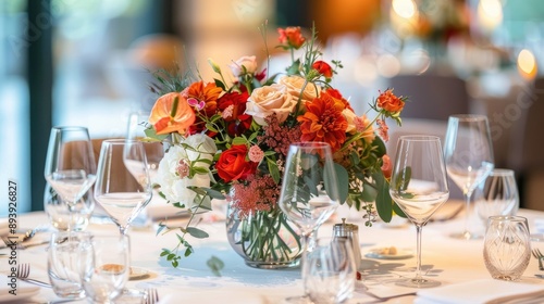 Restaurant wedding table flower decor