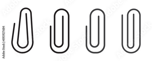 Paper clip icons set. Black paperclip collection. Attach symbol. Document staple icons