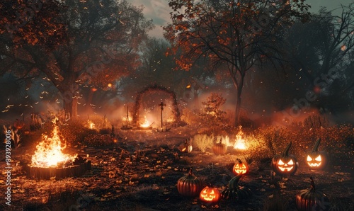 Samhain with pagan rituals and bonfires on October 31st