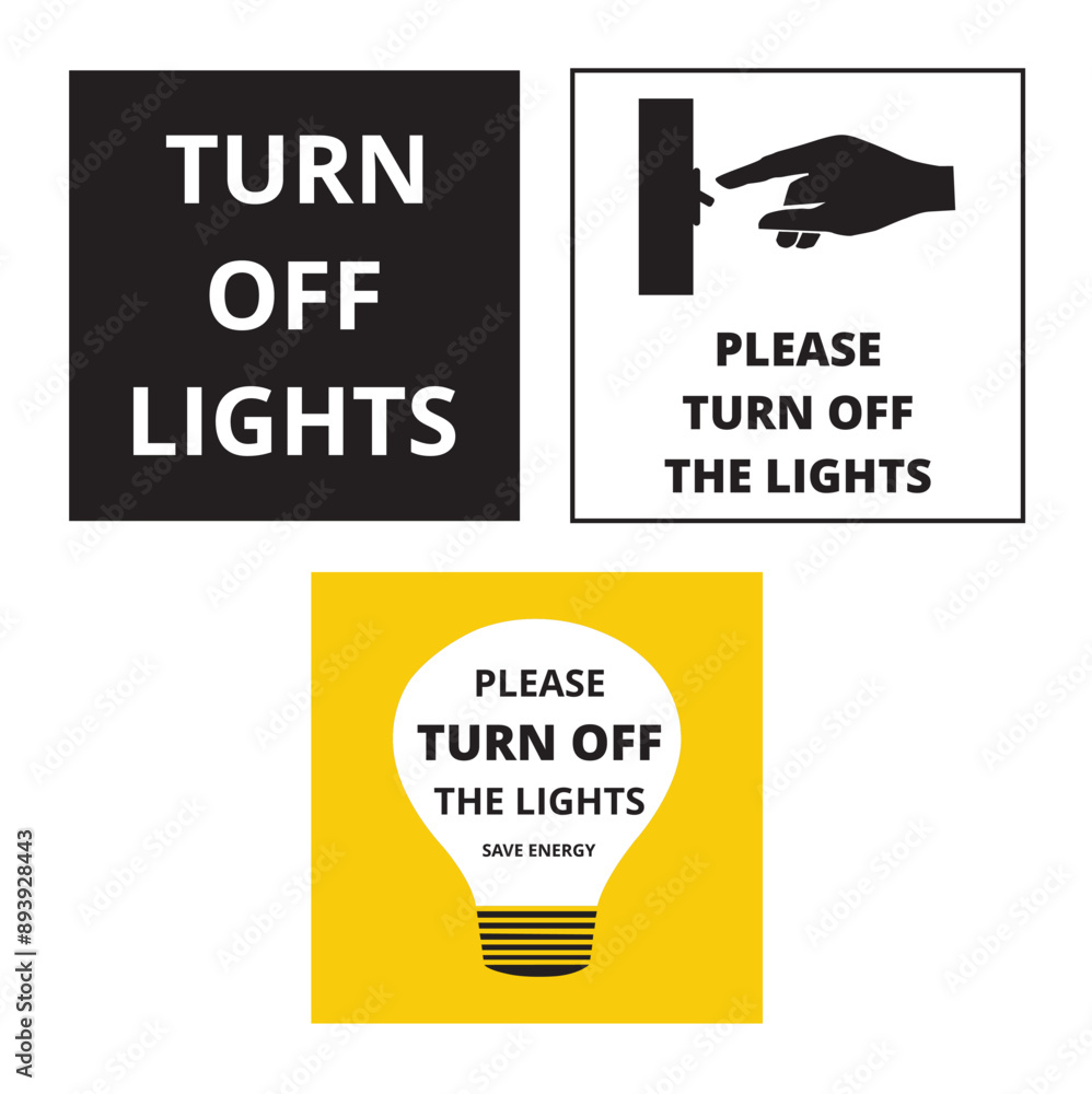 Cartel de apague la luz. Vector