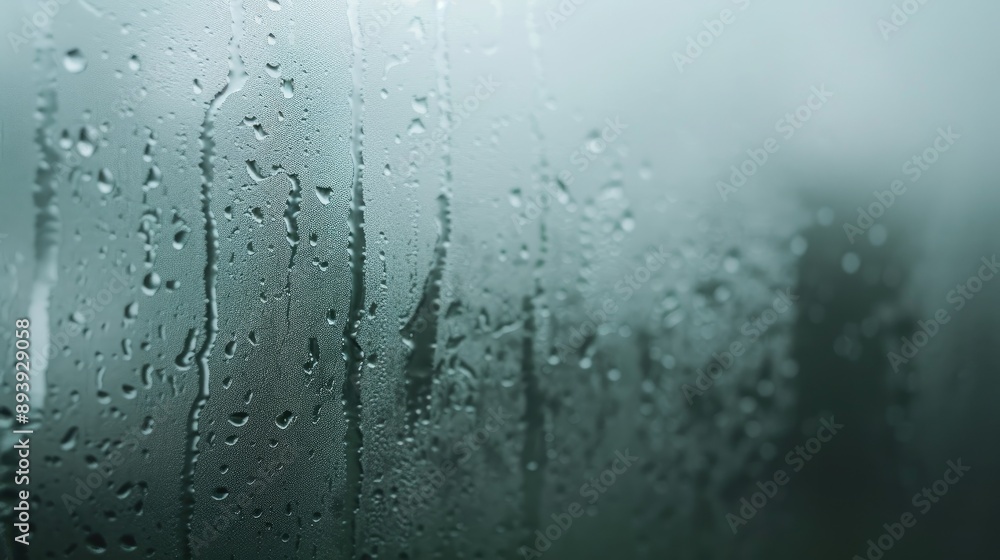 Condensation on glass in foggy background with water droplets and steam Condensation on glass in foggy background with water droplets and steam