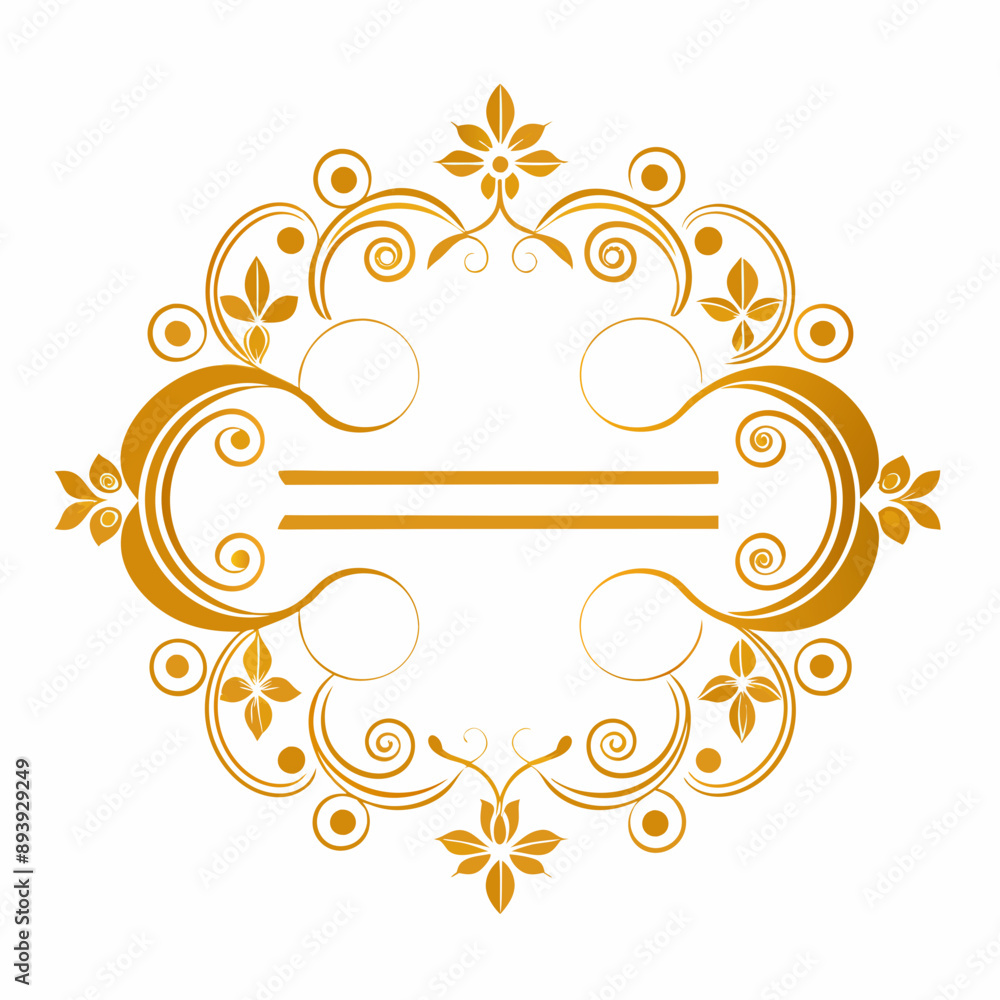 golden decorative frame with floral elements and empty lines inside golden decorative frame with floral elements and empty lines inside