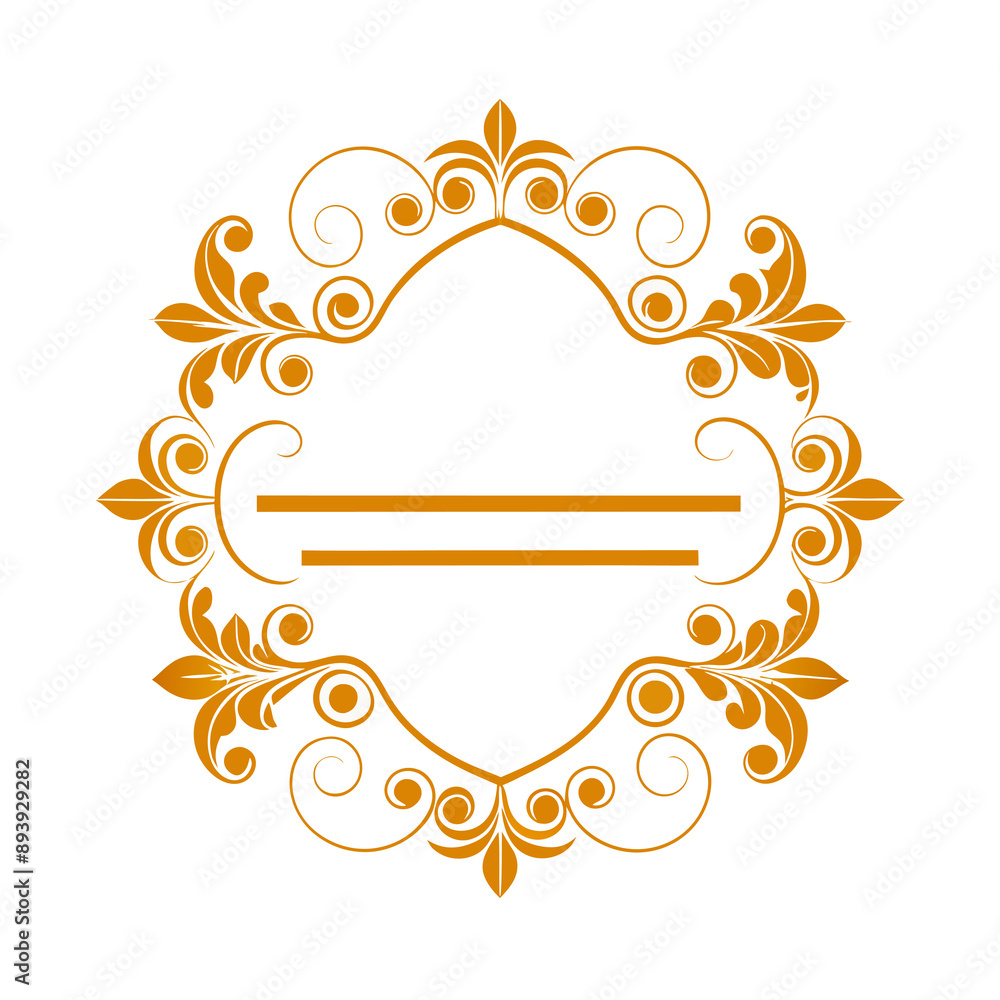 golden decorative frame with floral elements and empty lines inside golden decorative frame with floral elements and empty lines inside