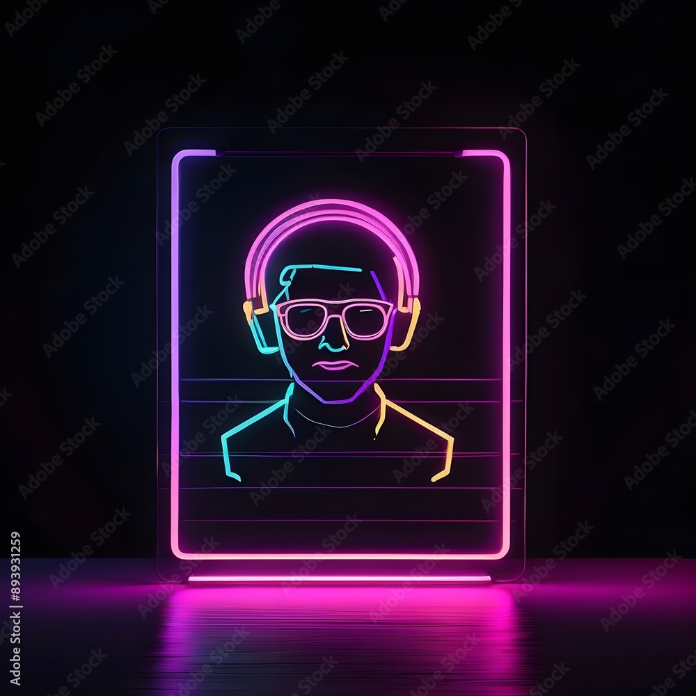 Neon Vibes: A stylized portrait of a man in headphones, bathed in vibrant neon light, evokes the energy of music and nightlife. Neon Vibes: A stylized portrait of a man in headphones, bathed in vibrant neon light, evokes the energy of music and nightlife.