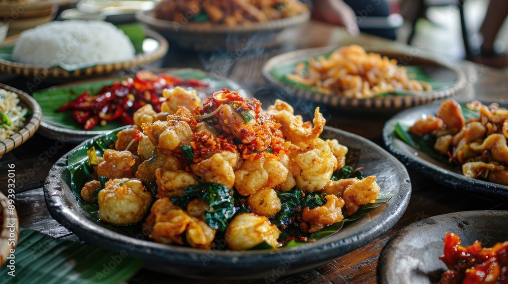 Commonly Found Indonesian Dish Fried Vegetable and Flour Food Served with Spicy Sauce Commonly Found Indonesian Dish Fried Vegetable and Flour Food Served with Spicy Sauce
