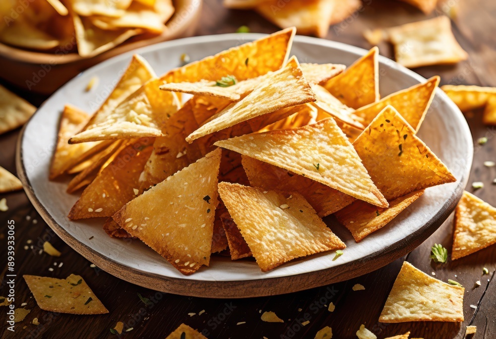 crunchy pita chips delicious snack golden brown texture irresistible crispiness, display, crispy, appetizing, savory, arrangement, appealing, delectable, presentation, crunchy pita chips delicious snack golden brown texture irresistible crispiness, display, crispy, appetizing, savory, arrangement, appealing, delectable, presentation,