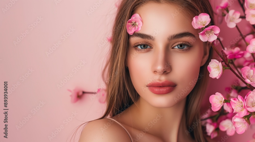 Ethereal Portrait of a Young Woman with Flowers Ethereal Portrait of a Young Woman with Flowers