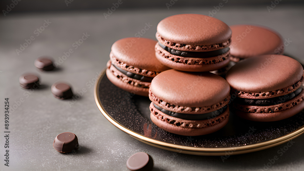 chocolate macaroons with dark chocolate ganache filling chocolate macaroons with dark chocolate ganache filling