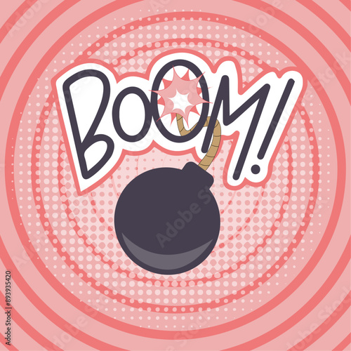 Comic boom exploding cartoon bomb illustration graphic