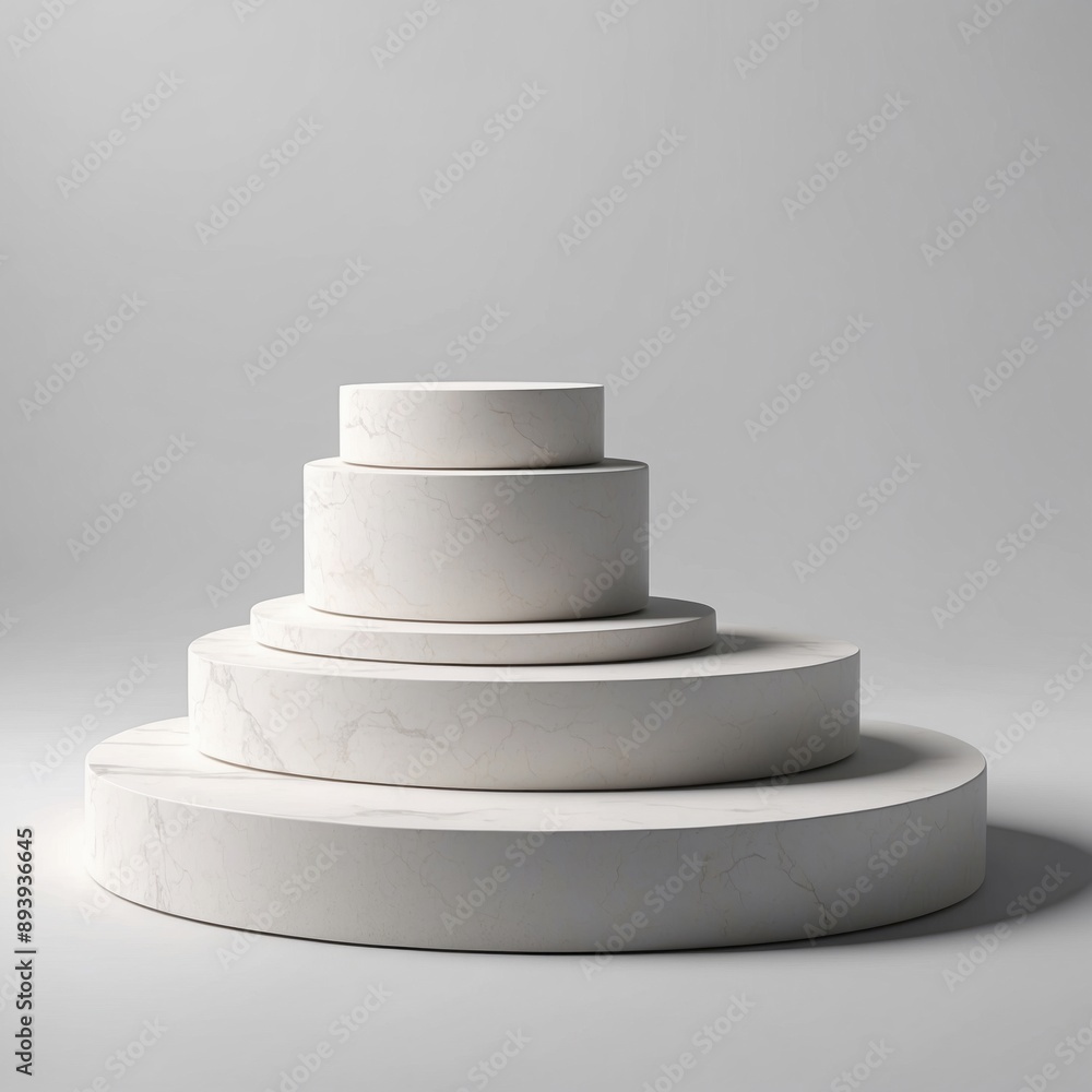 Blank white podium platform or pedestal with white background for product display with copy space Blank white podium platform or pedestal with white background for product display with copy space