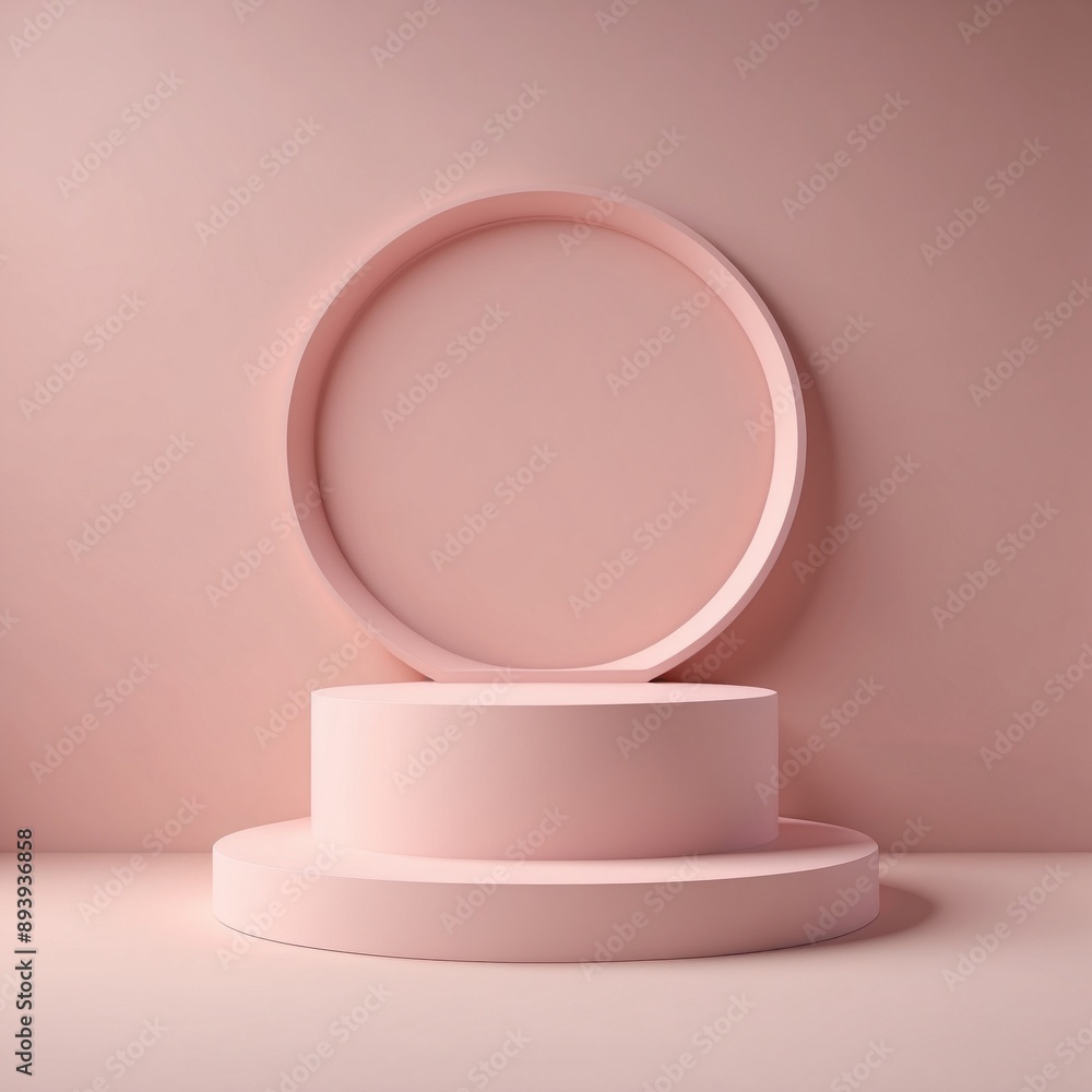 3D podium displays a round nude pedestal that stands for beauty, cosmetics, and product promotion. abstract 3D render, circle copy space 3D podium displays a round nude pedestal that stands for beauty, cosmetics, and product promotion. abstract 3D render, circle copy space