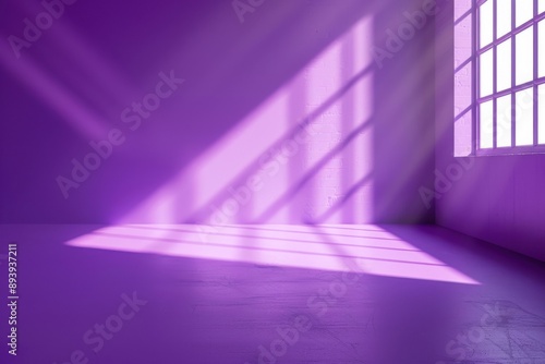 Lavender studio background to display products  highlighting a vacant area with window shadows and a soft focus backdrop for presenting goods