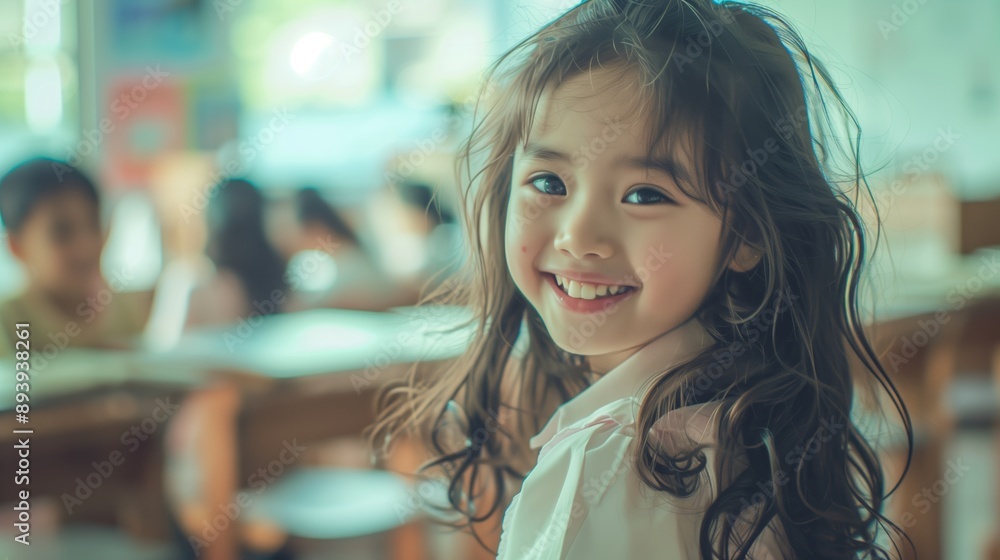 Lovely girl smiling in a classroom Lovely girl smiling in a classroom