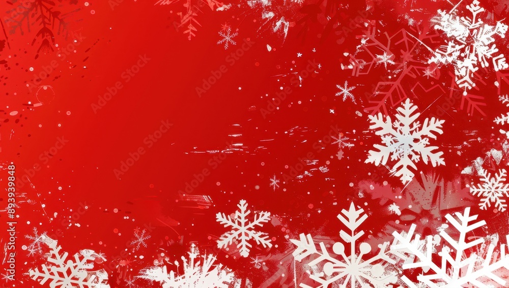 Red background with snowflakes, Christmas simple shapes Generative AI Red background with snowflakes, Christmas simple shapes Generative AI
