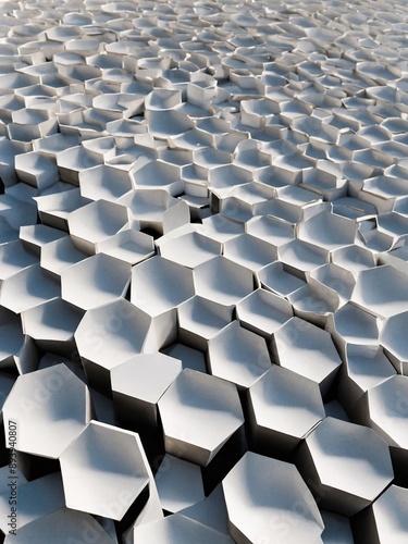 Abstract hexagon grid, bright minimal surface with waving motion in pure white