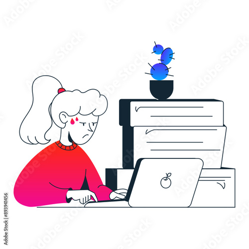 Young woman concentrating on her laptop