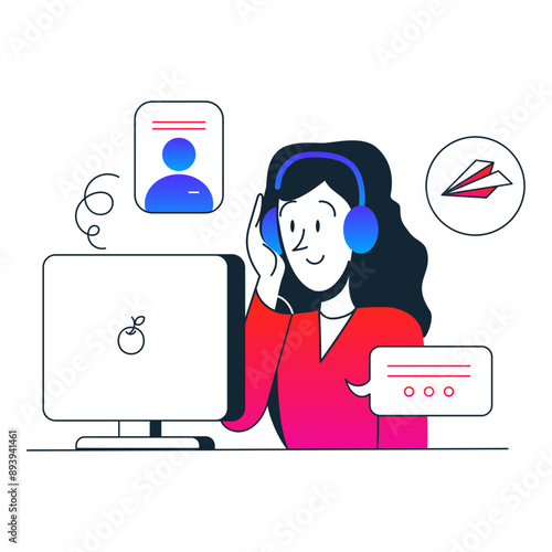 Female employee holding online conference