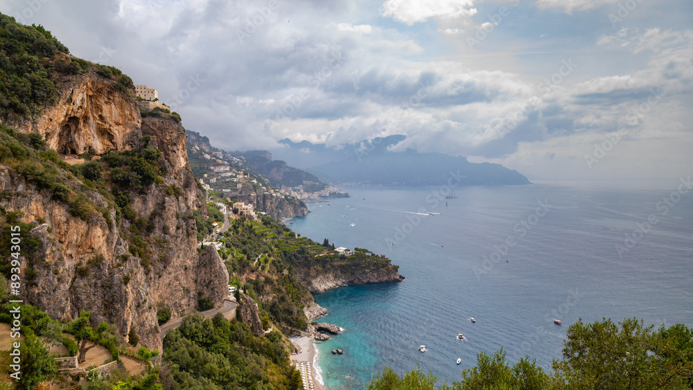 Fototapeta premium The Amalfi town and Coast from a high vantage point