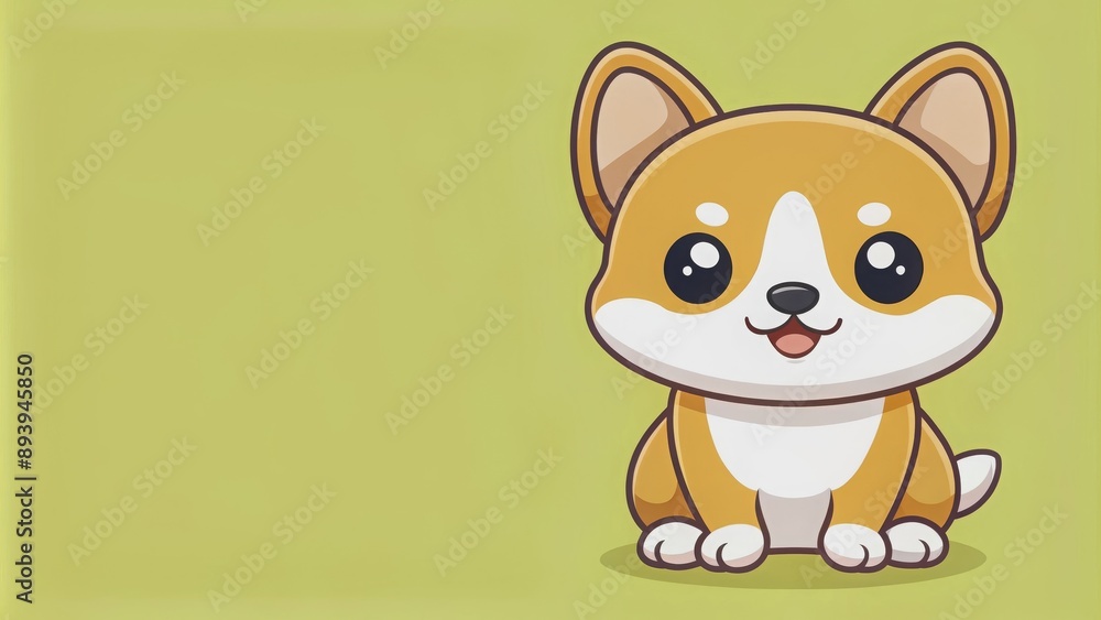 Obraz premium Adorable kawaii style of a cute animal dog, kawaii, cute, animal, dog, pet,design, cartoon, character, sweet, fluffy, happy