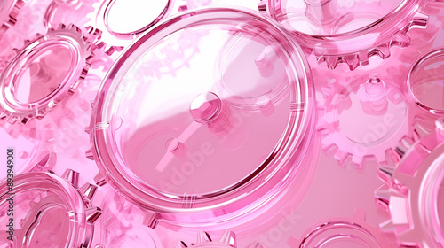 Glass and metal mechanisms, wallpaper. Shades of pink