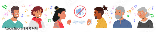 People Using Hearing Aids And Experiencing Sound. Image Highlights Hearing Loss, Technology And The Joy Of Sound