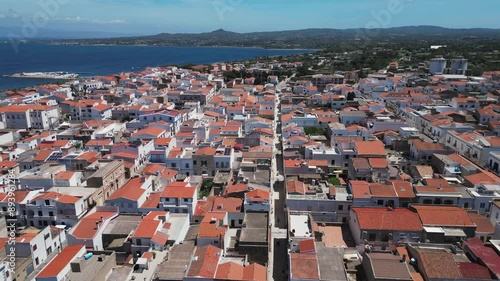 aerial view o Calasetta Beach Town, Sardinia, Italy - 4k Aerial photo