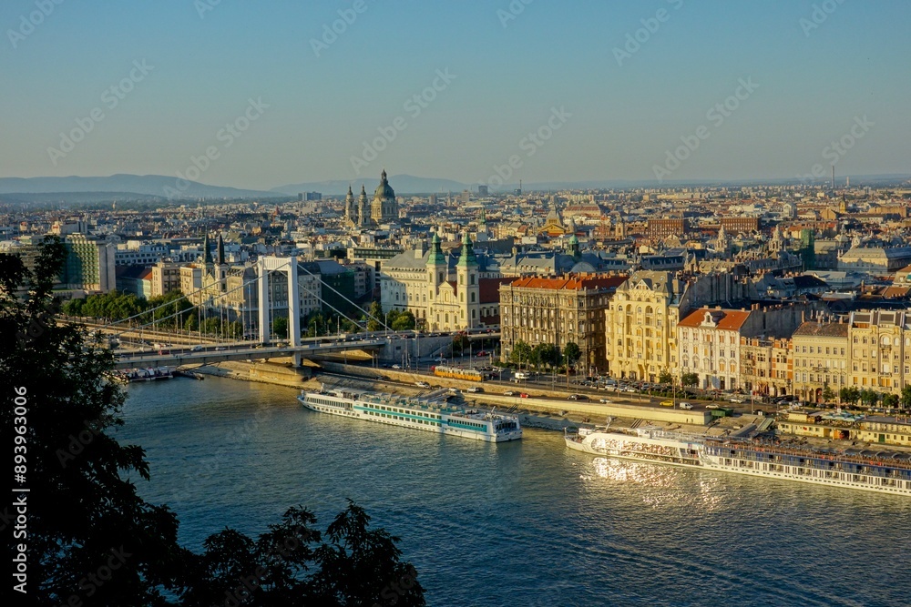 Fototapeta premium Budapest, Hungary's capital city, sits on the Danube River in Eastern Europe
