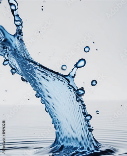 a splash of water bubbles blue droplets 