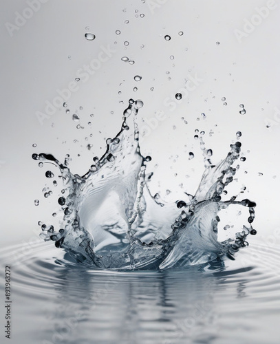 a clear splash of water droplets spraying in the air