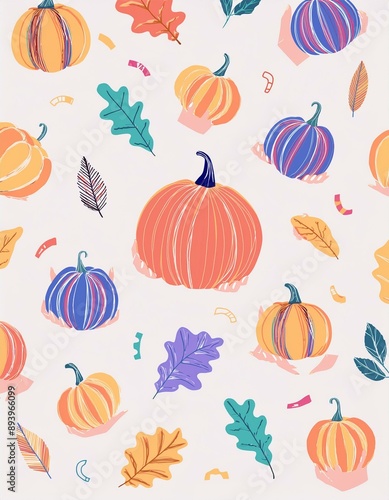 seamless pattern with pumpkins
