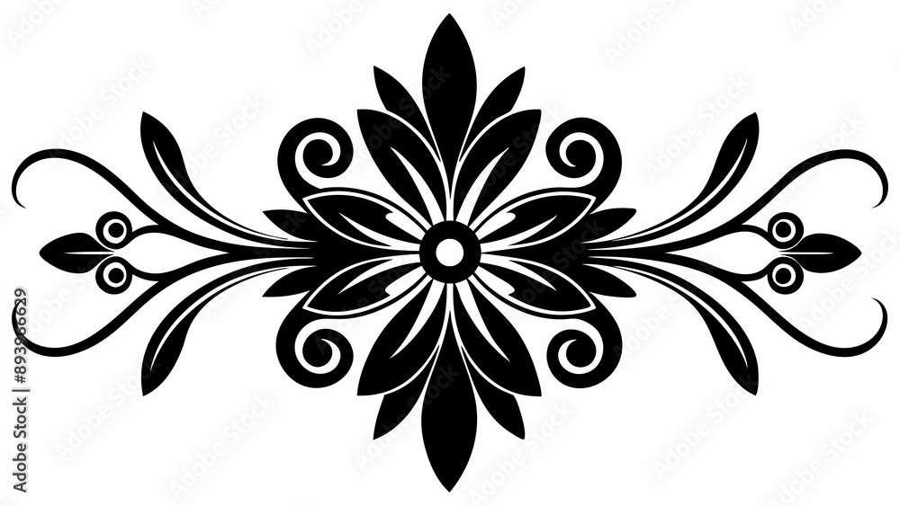graphic with a black elegant plant ornament on an isolated background graphic with a black elegant plant ornament on an isolated background