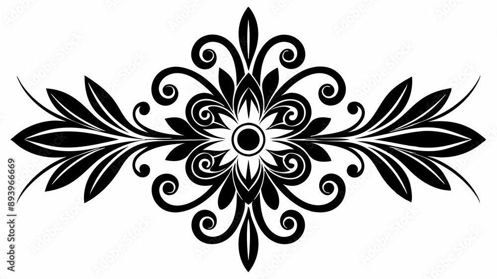 graphic with a black elegant plant ornament on an isolated background graphic with a black elegant plant ornament on an isolated background