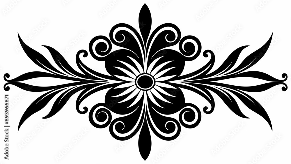 graphic with a black elegant plant ornament on an isolated background graphic with a black elegant plant ornament on an isolated background