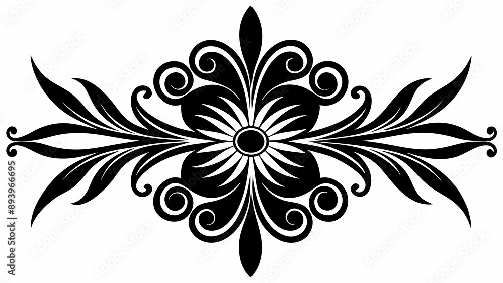 graphic with a black elegant plant ornament on an isolated background graphic with a black elegant plant ornament on an isolated background
