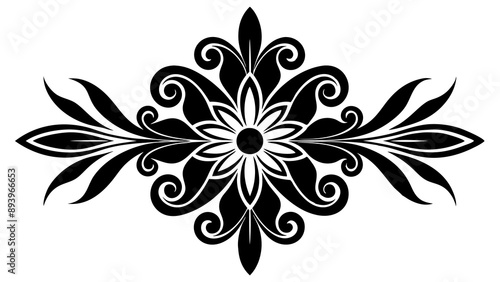 graphic with a black elegant plant ornament on an isolated background