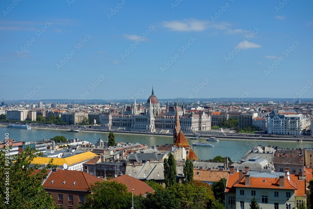 Fototapeta premium Budapest, Hungary's capital city, sits on the Danube River in Eastern Europe