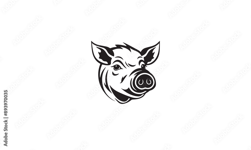 pig logo black simple flat icon on white background pig logo black simple flat icon on white background